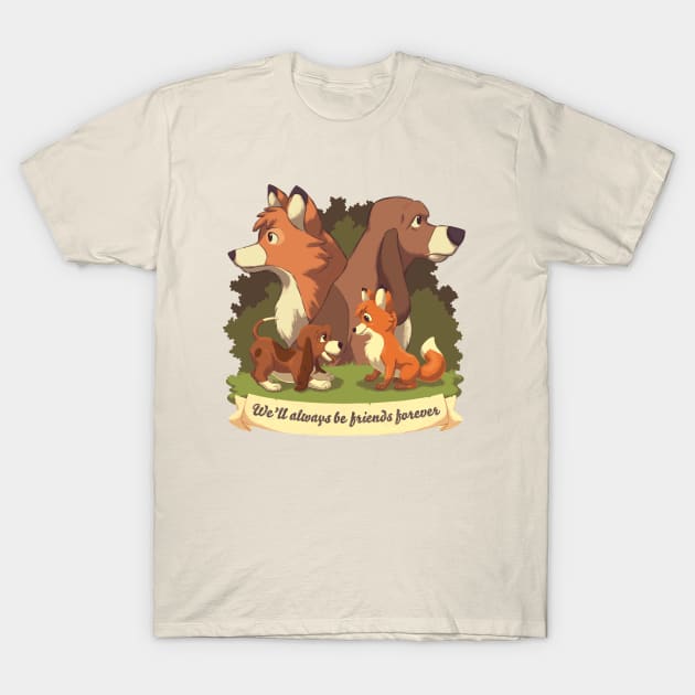 We ll Always Be Friends Forever // Red Fox, Hound Dog, 80s Kid, BFF T-Shirt by Geekydog